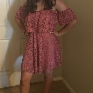 Pink floral lace dress